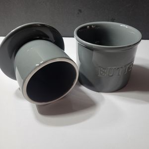 Butter Bell Crock French Ceramic Butter Dish, modern neutral grey